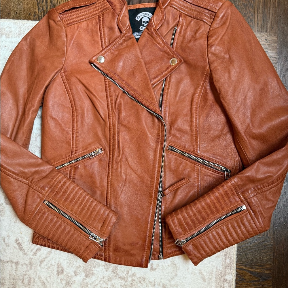 Fitted Real Leather Brown jacket